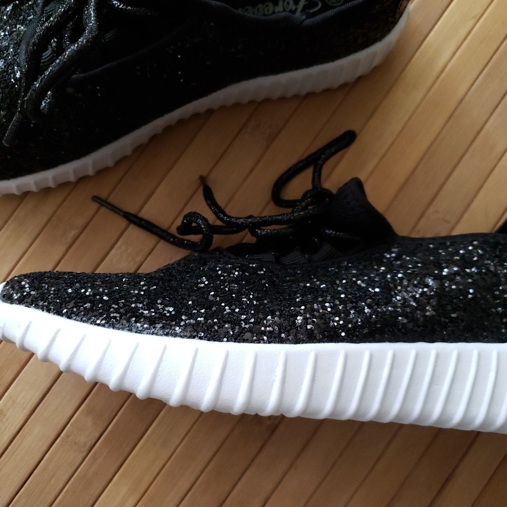 Black glitter sneakers